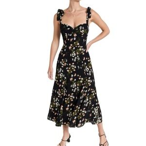 Reformation Nadia Sleeveless Midi Dress in Sagittarius Black Floral Print 8